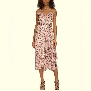 Karl Lagerfeld Paris Womens Chiffon Floral Maxi Dress